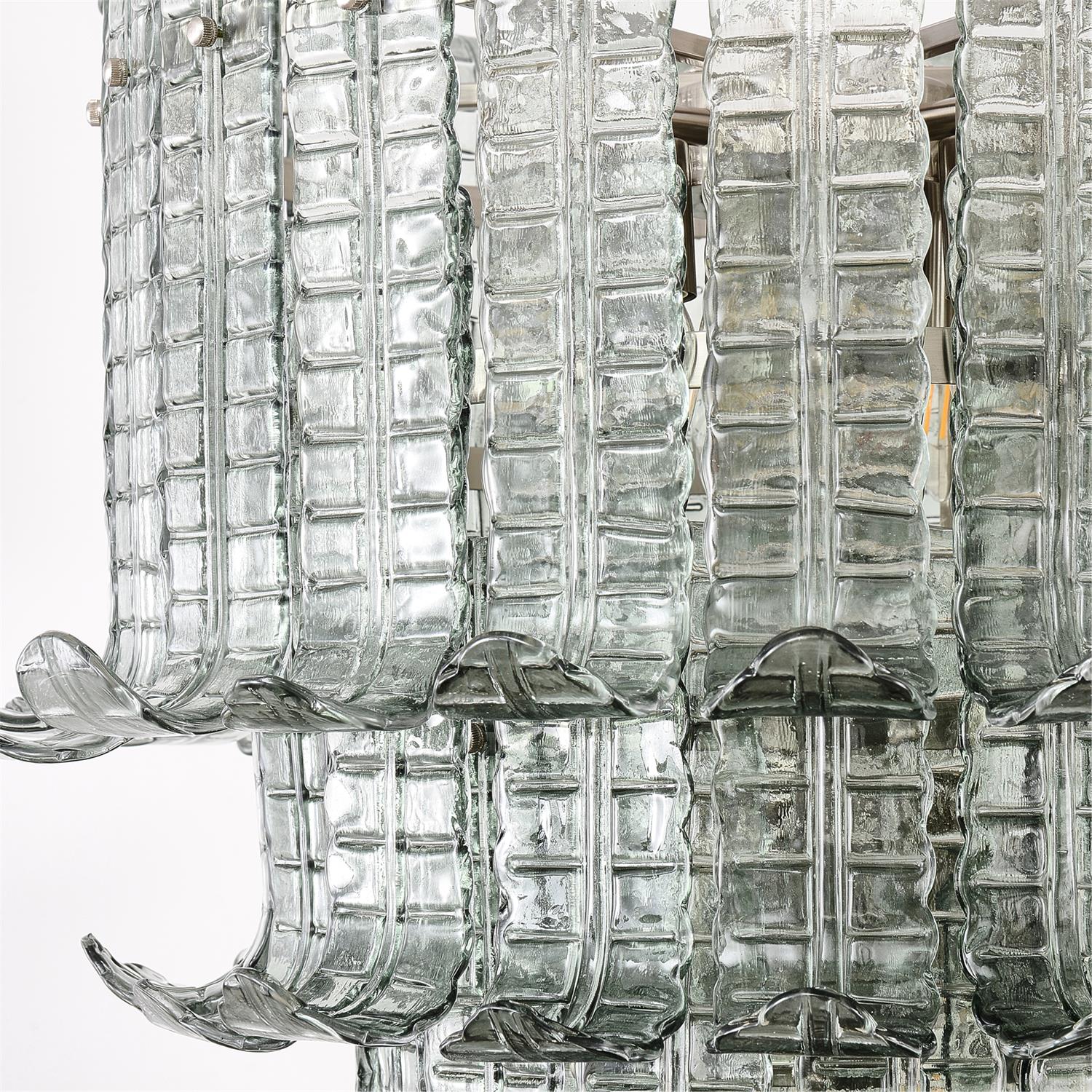 Cascade Glass Green Chandelier — Cascading Green Glass Light for Dining Room