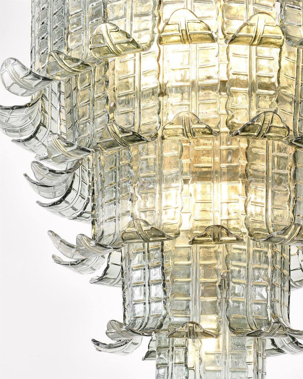 Cascade Glass Green Chandelier — Cascading Green Glass Light for Dining Room