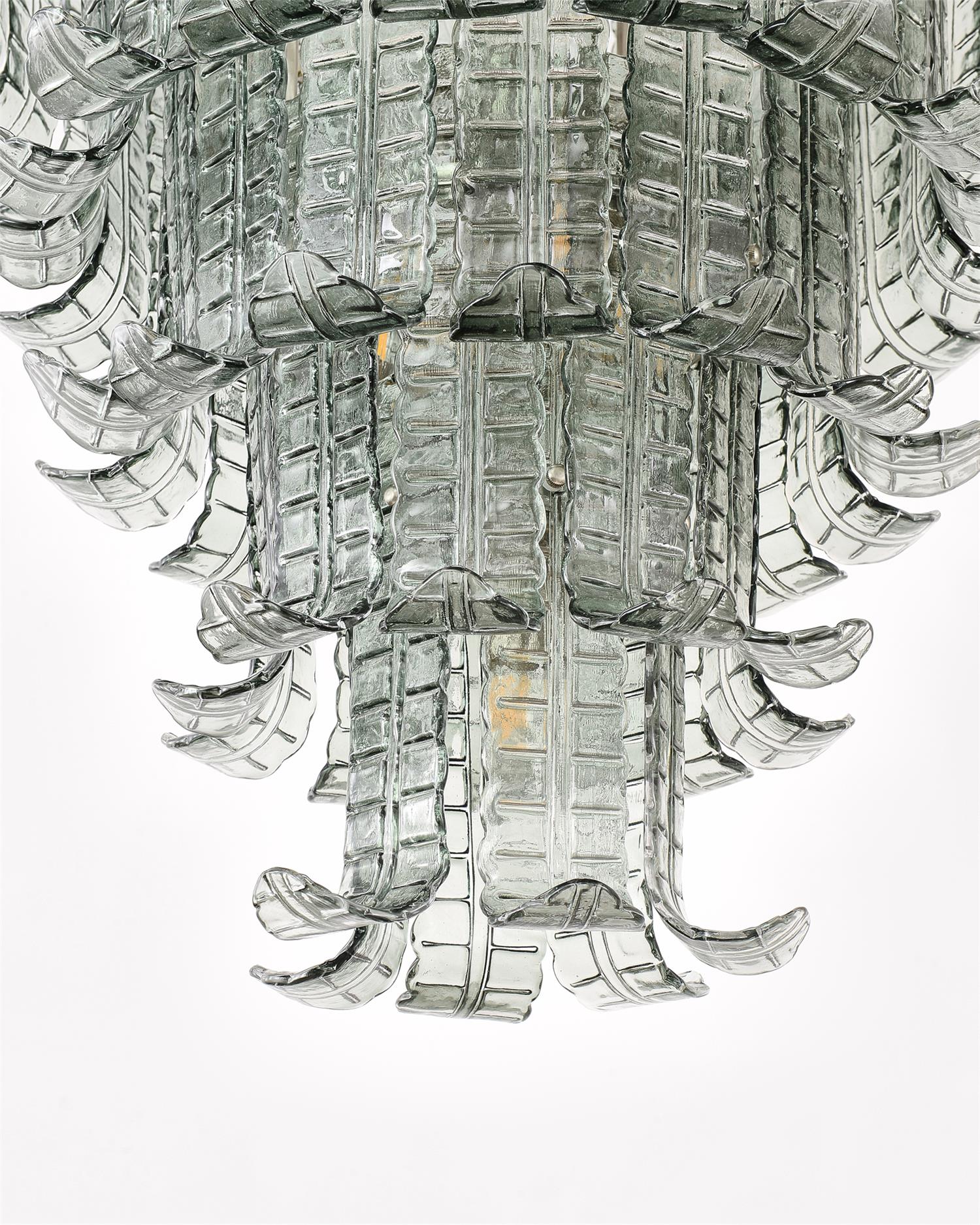 Cascade Glass Green Chandelier — Cascading Green Glass Light for Dining Room