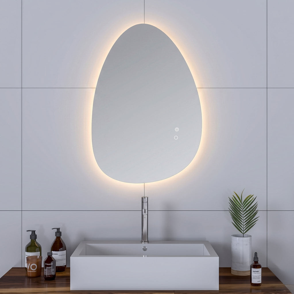 Cassiopeia Asymmetric Round LED Vanity Mirror for bathroom vanity | Halvern