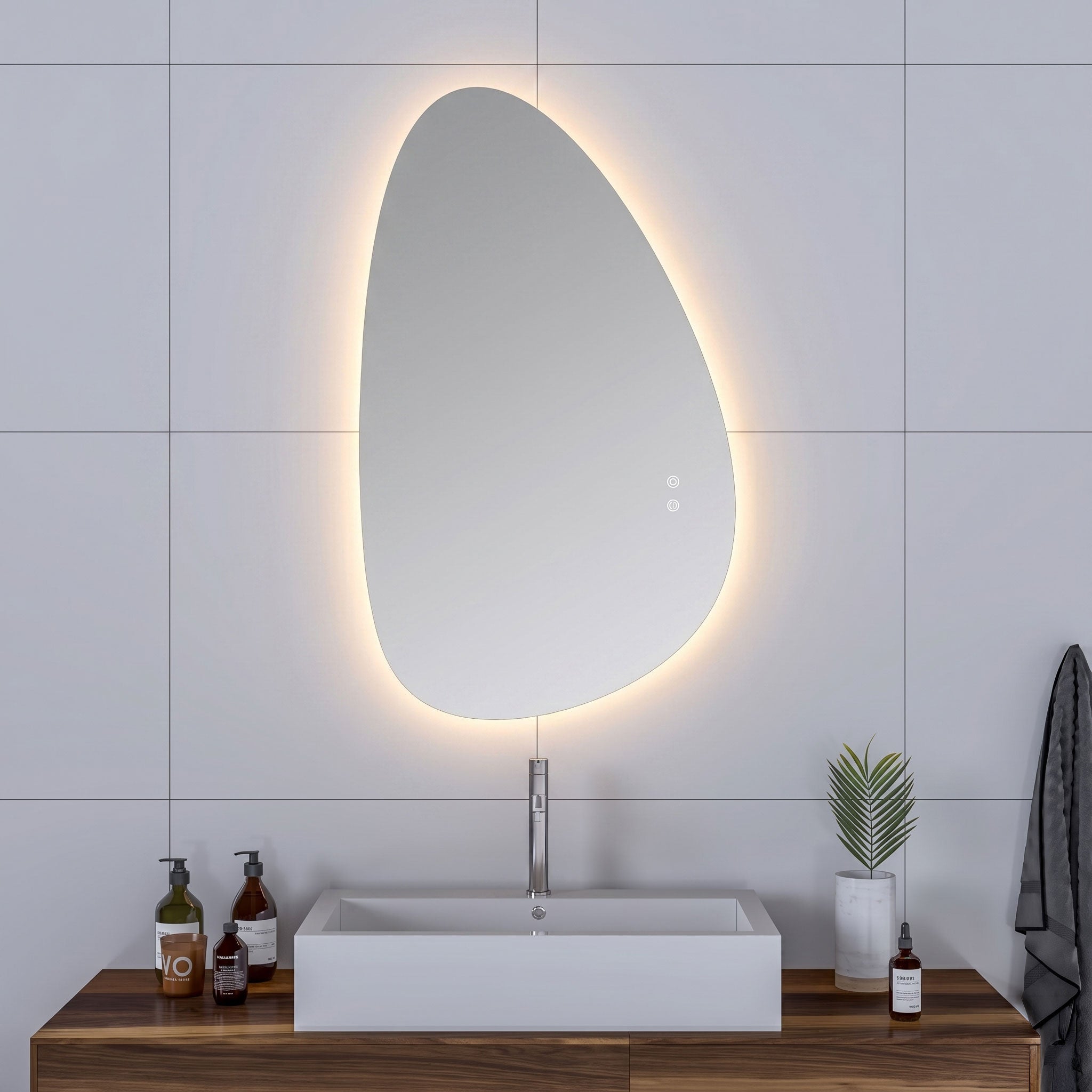 Cassiopeia Asymmetric Round LED Vanity Mirror for bathroom vanity | Halvern