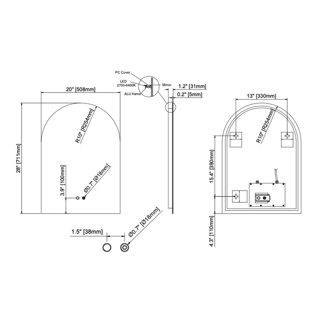 Cassiopeia Arch LED Bathroom Vanity Mirror for bathroom vanity | Halvern
