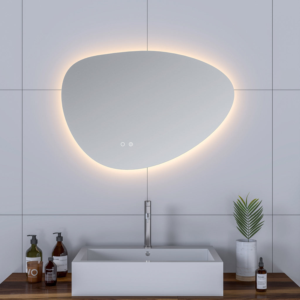 Cassiopeia Asymmetric Round LED Vanity Mirror for bathroom vanity | Halvern