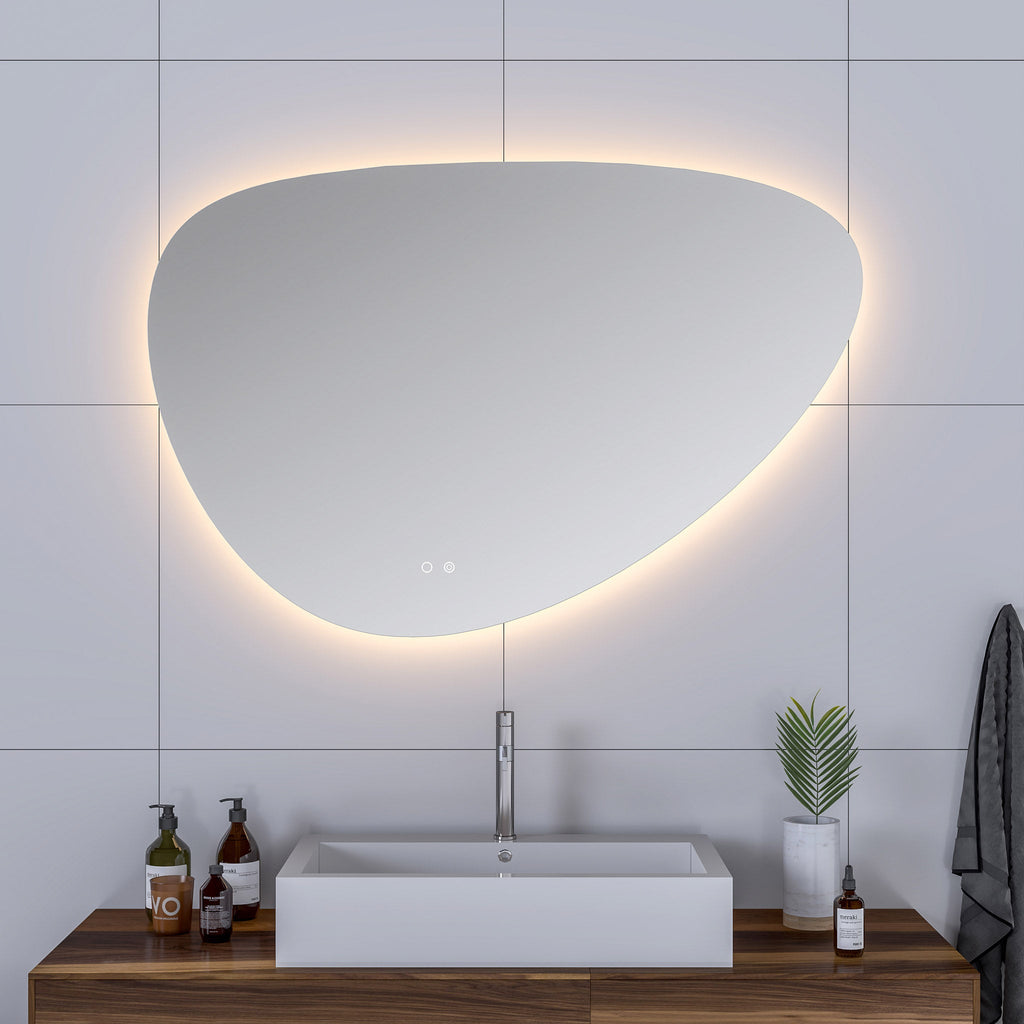 Cassiopeia Asymmetric Round LED Vanity Mirror for bathroom vanity | Halvern