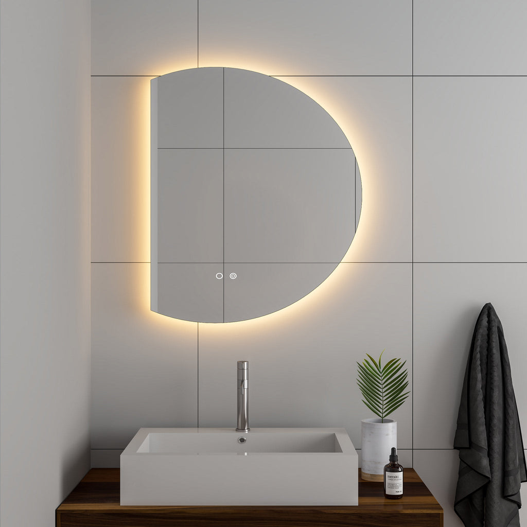 Cassiopeia Half-Round LED Vanity Mirror for bathroom vanity | Halvern