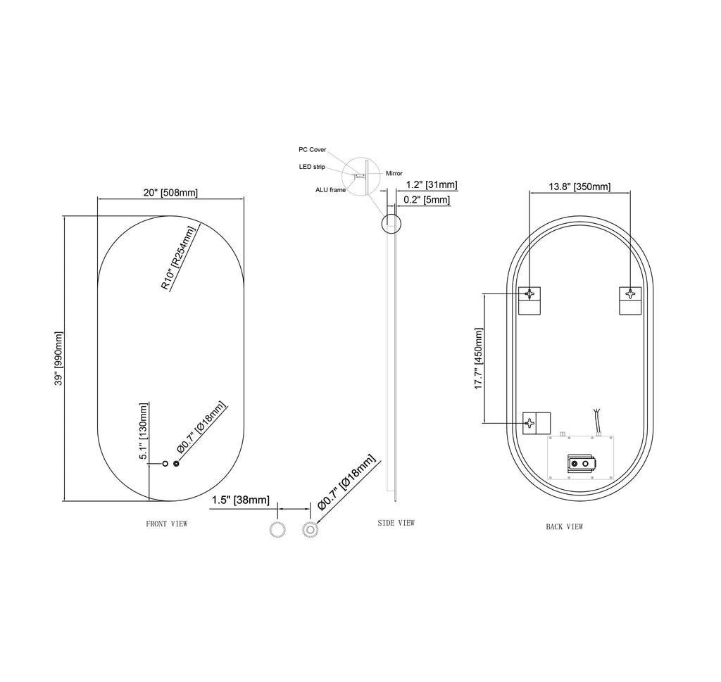 Cassiopeia Pill LED Bathroom Vanity Mirror for bathroom vanity | Halvern