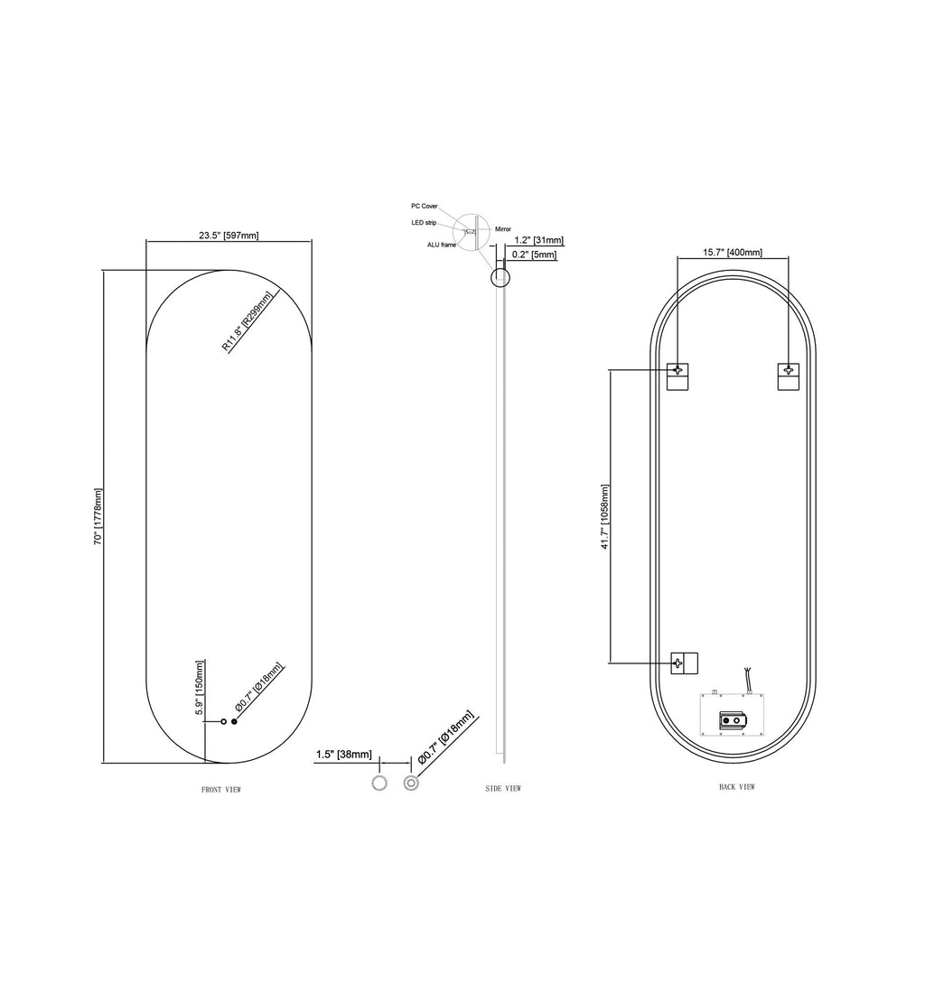 Cassiopeia Pill LED Bathroom Vanity Mirror for bathroom vanity | Halvern