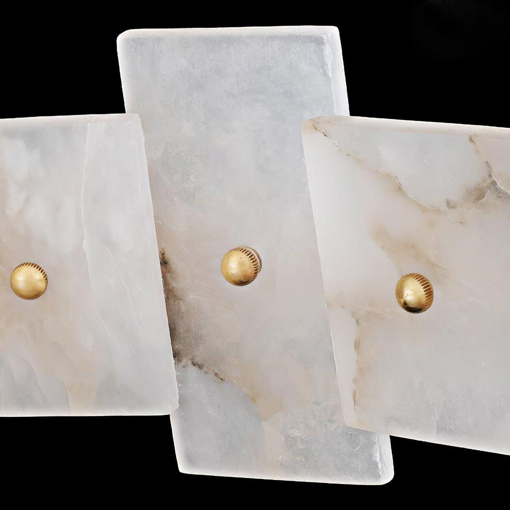 Alabaster Halo Chandelier — Brass Ring Alabaster Ceiling Light for Dining Room