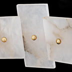 Alabaster Halo Chandelier — Brass Ring Alabaster Ceiling Light for Dining Room