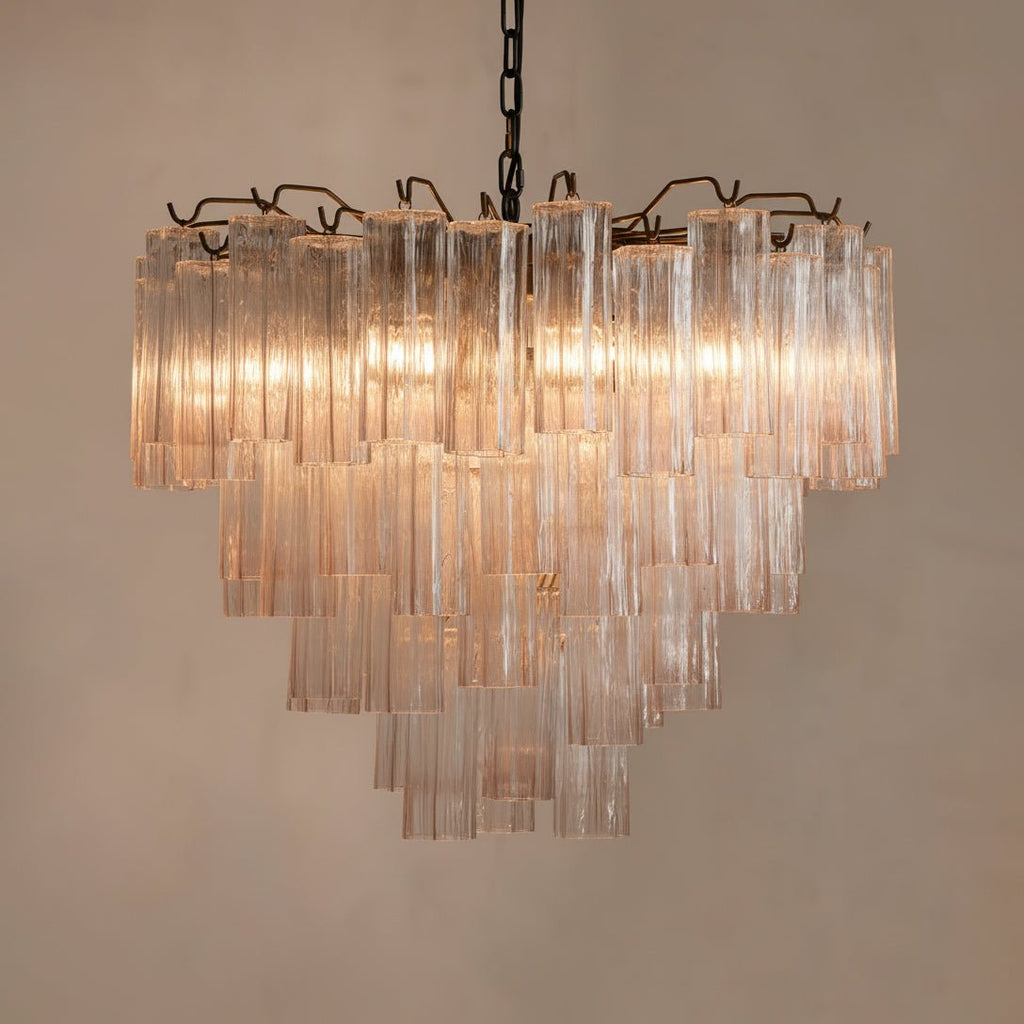 Chiara Chandelier — Pink Murano-Style Glass Ceiling Light for Dining Room