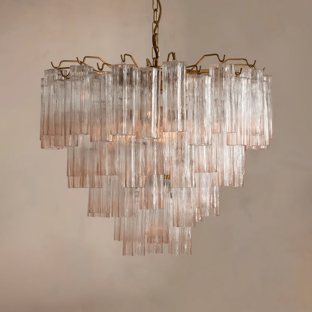 Chiara Chandelier — Pink Murano-Style Glass Ceiling Light for Dining Room