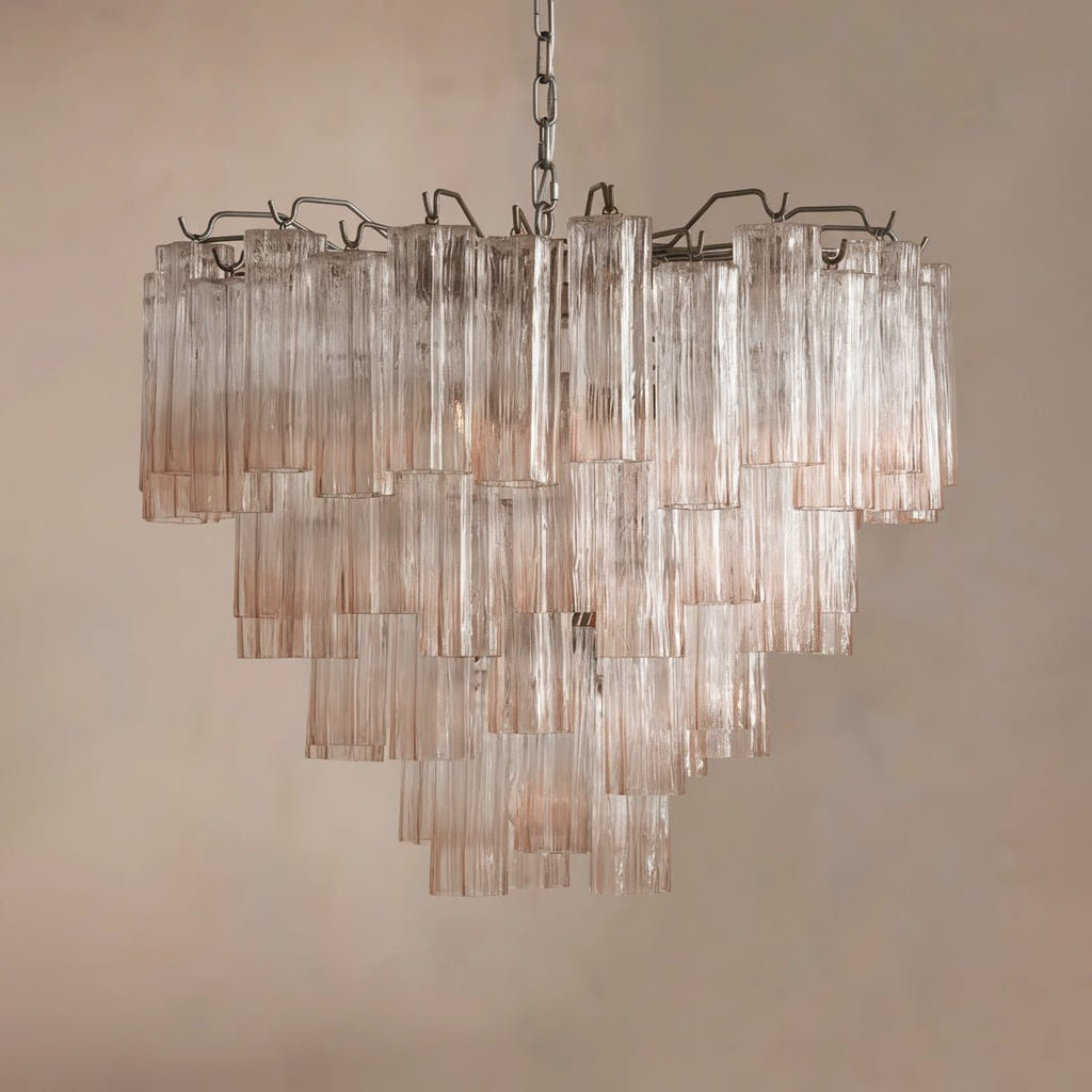 Chiara Chandelier — Pink Murano-Style Glass Ceiling Light for Dining Room
