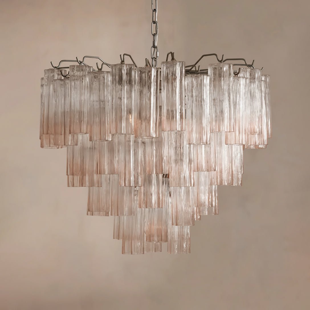 Chiara Chandelier — Pink Murano-Style Glass Ceiling Light for Dining Room