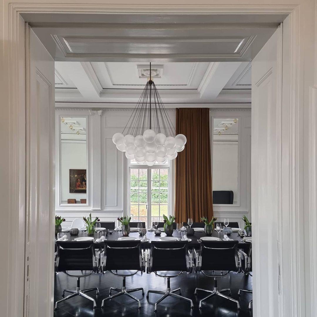 Bubble Chandelier — Cascading Glass Bubble Ceiling Light for Stairwell