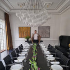 Bubble Chandelier — Cascading Glass Bubble Ceiling Light for Stairwell