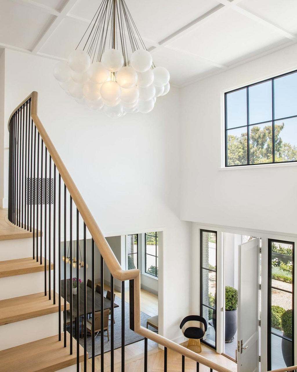 Bubble Chandelier — Cascading Glass Bubble Ceiling Light for Stairwell