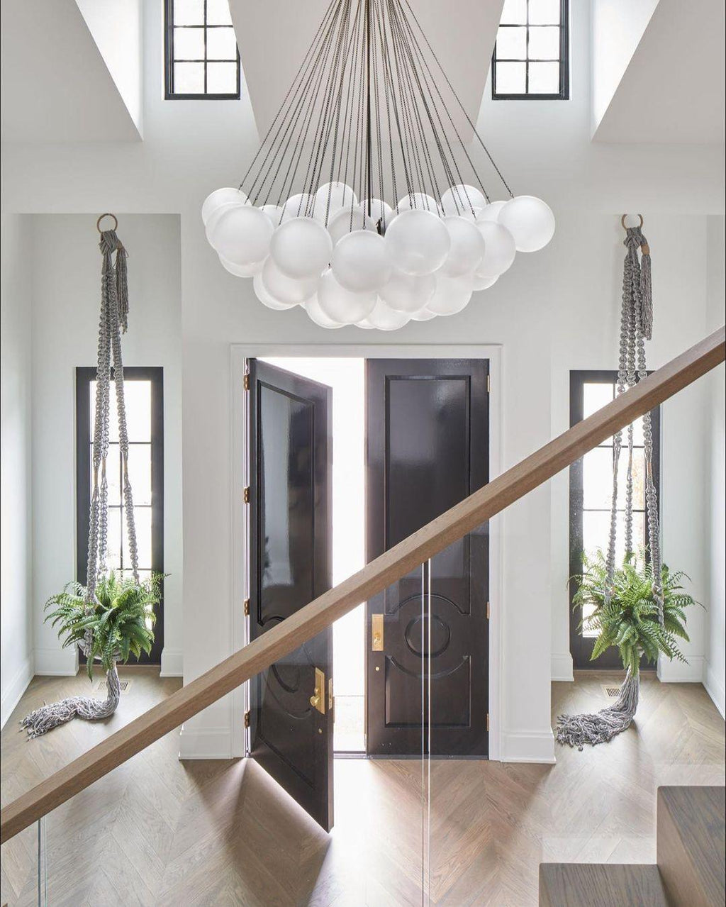 Bubble Chandelier — Cascading Glass Bubble Ceiling Light for Stairwell