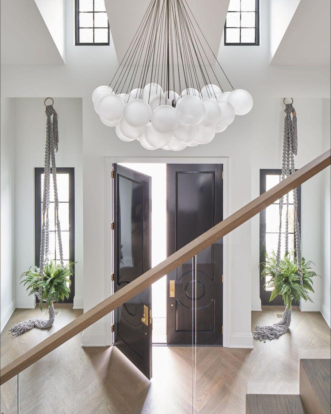Bubble Chandelier — Cascading Glass Bubble Ceiling Light for Stairwell