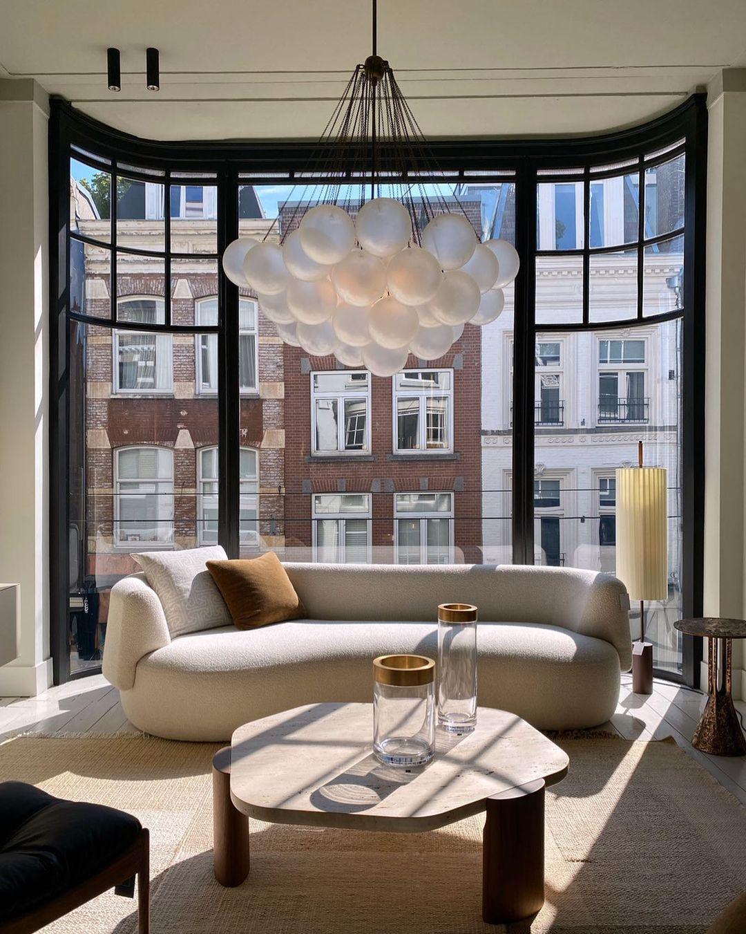 Bubble Chandelier — Cascading Glass Bubble Ceiling Light for Stairwell