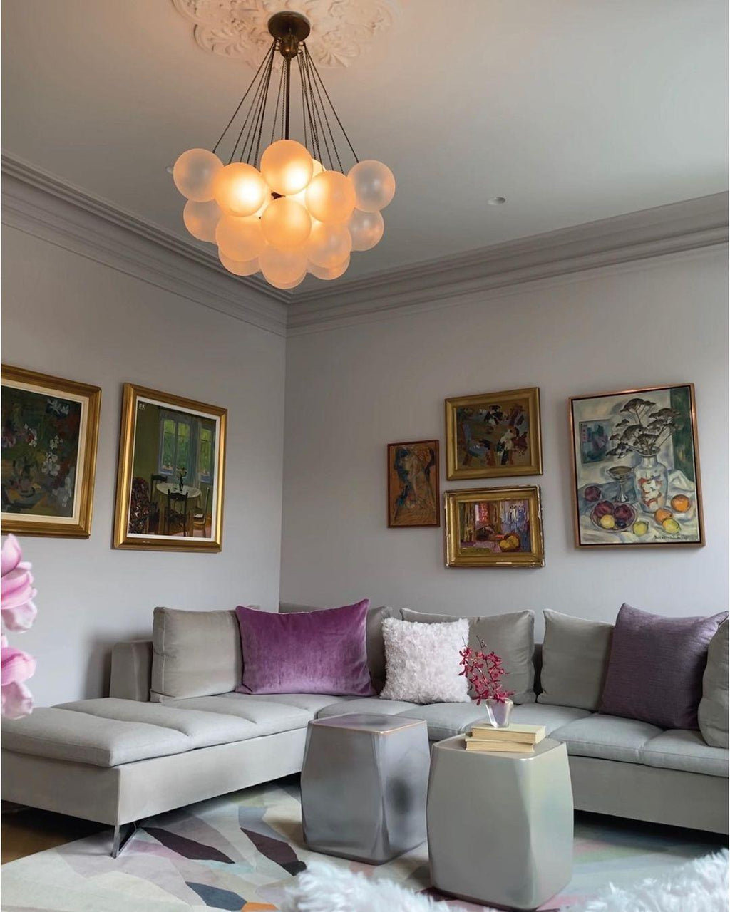 Bubble Chandelier — Cascading Glass Bubble Ceiling Light for Stairwell