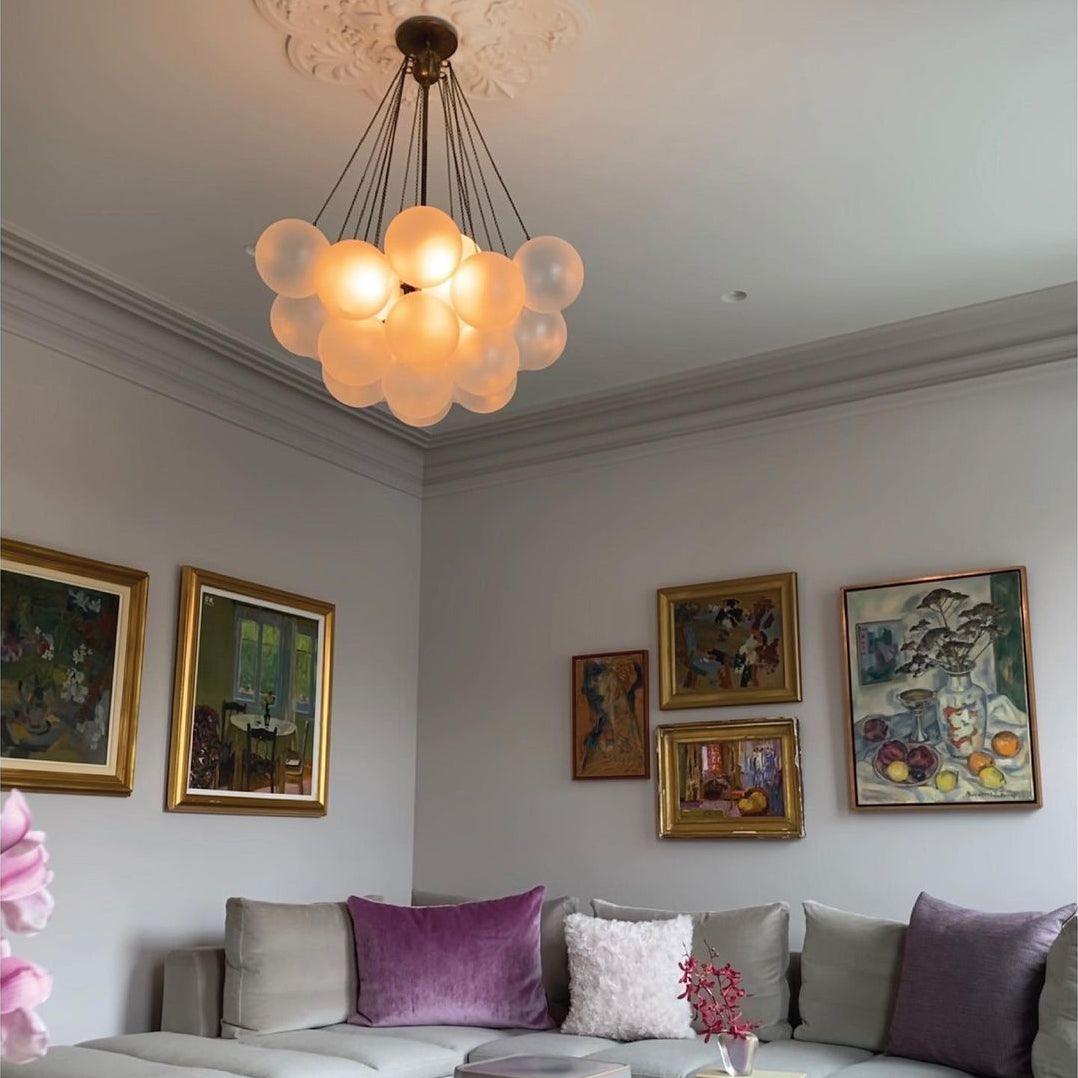 Bubble Chandelier — Cascading Glass Bubble Ceiling Light for Stairwell