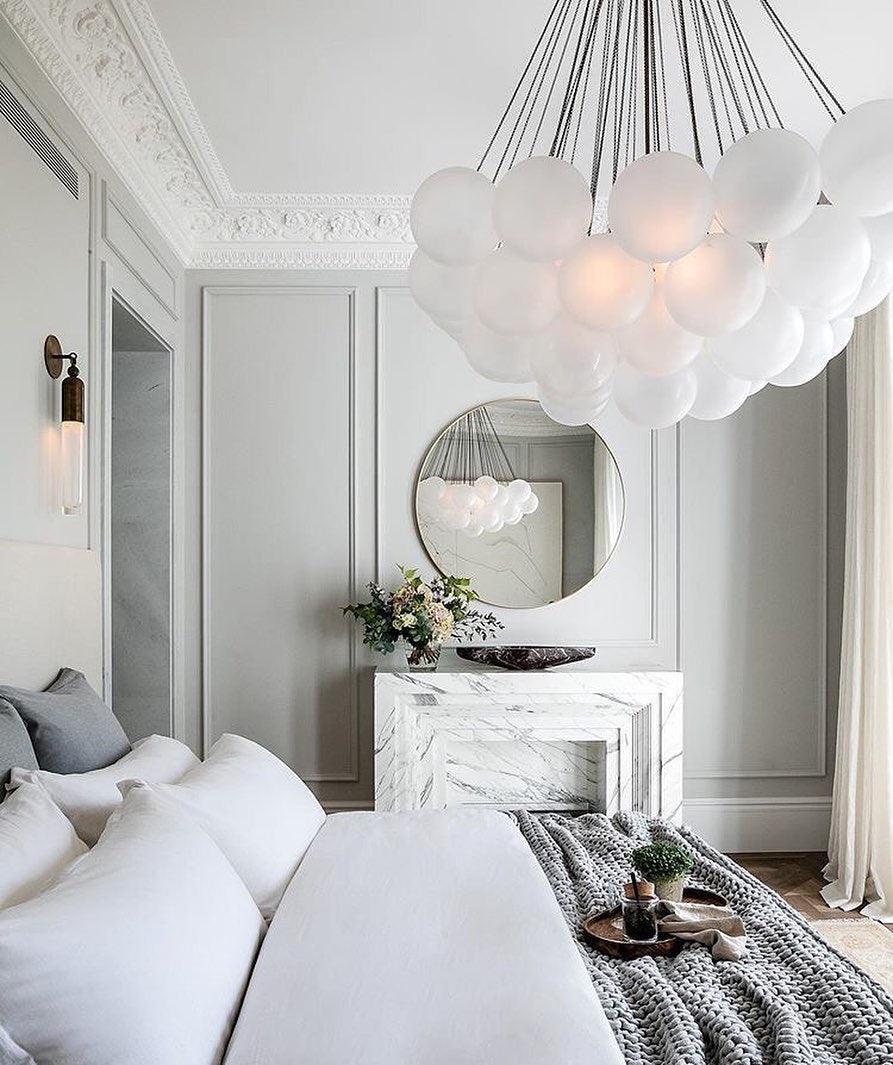 Bubble Chandelier — Cascading Glass Bubble Ceiling Light for Stairwell