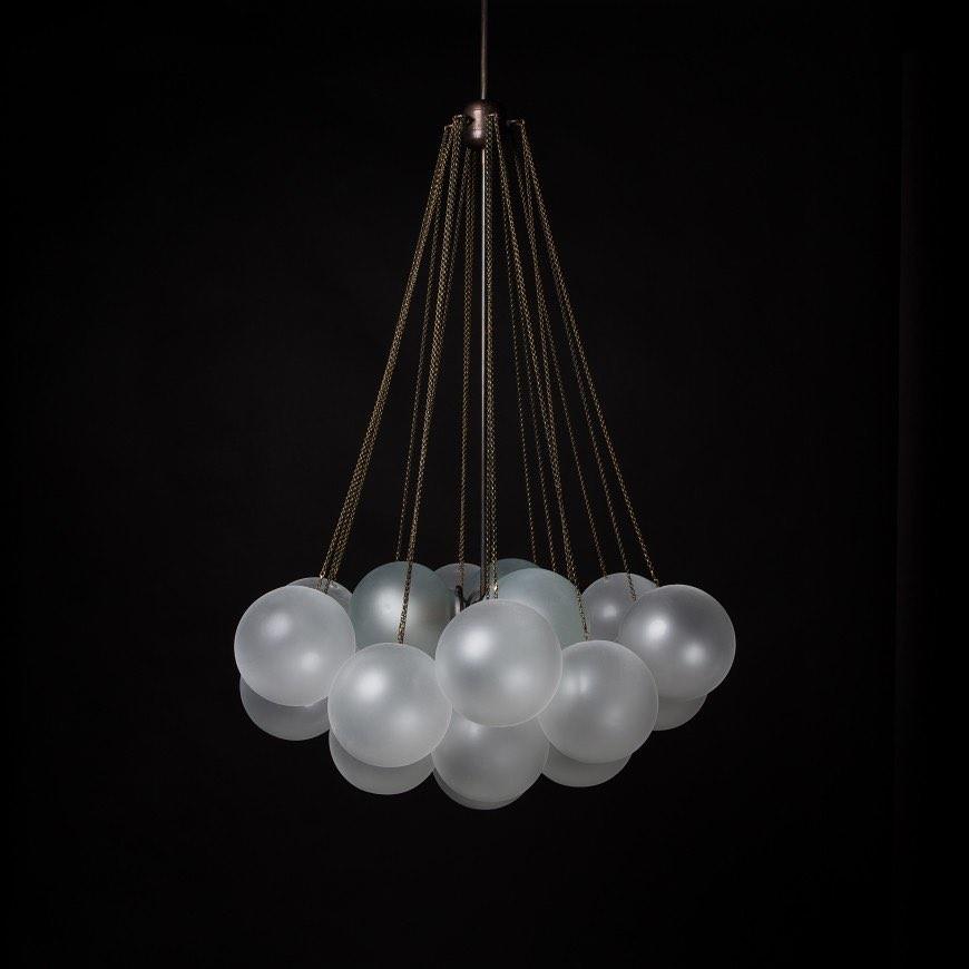 Bubble Chandelier — Cascading Glass Bubble Ceiling Light for Stairwell