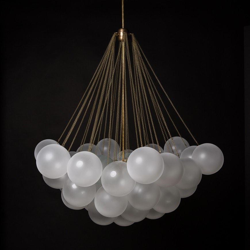 Bubble Chandelier — Cascading Glass Bubble Ceiling Light for Stairwell