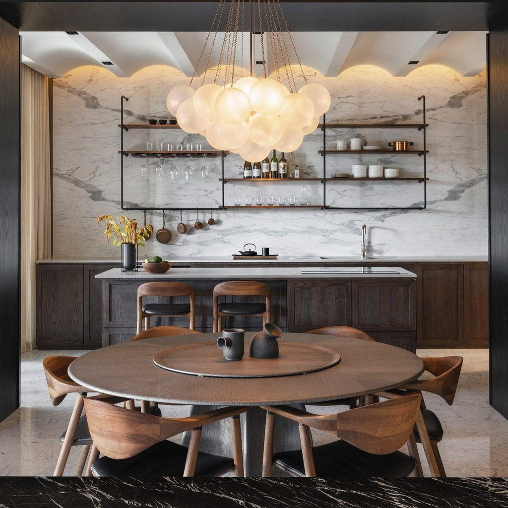 Bubble Chandelier — Cascading Glass Bubble Ceiling Light for Stairwell