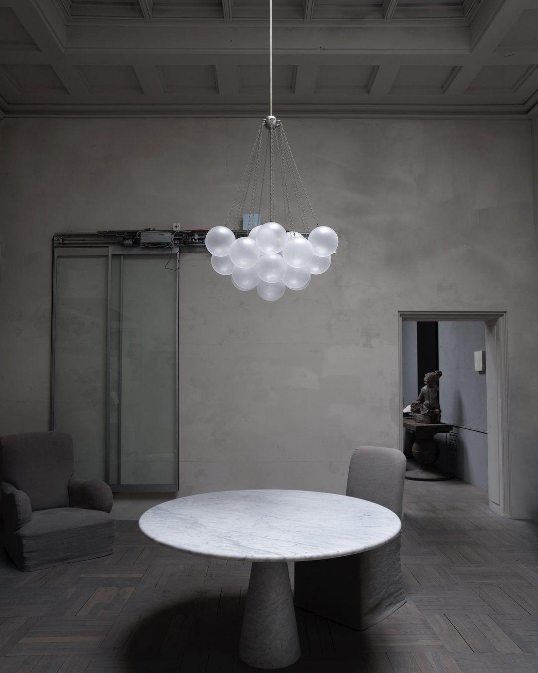 Bubble Chandelier — Cascading Glass Bubble Ceiling Light for Stairwell