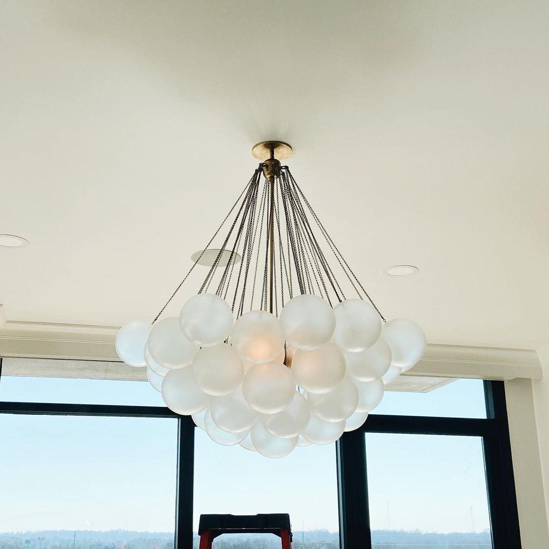 Bubble Chandelier — Cascading Glass Bubble Ceiling Light for Stairwell