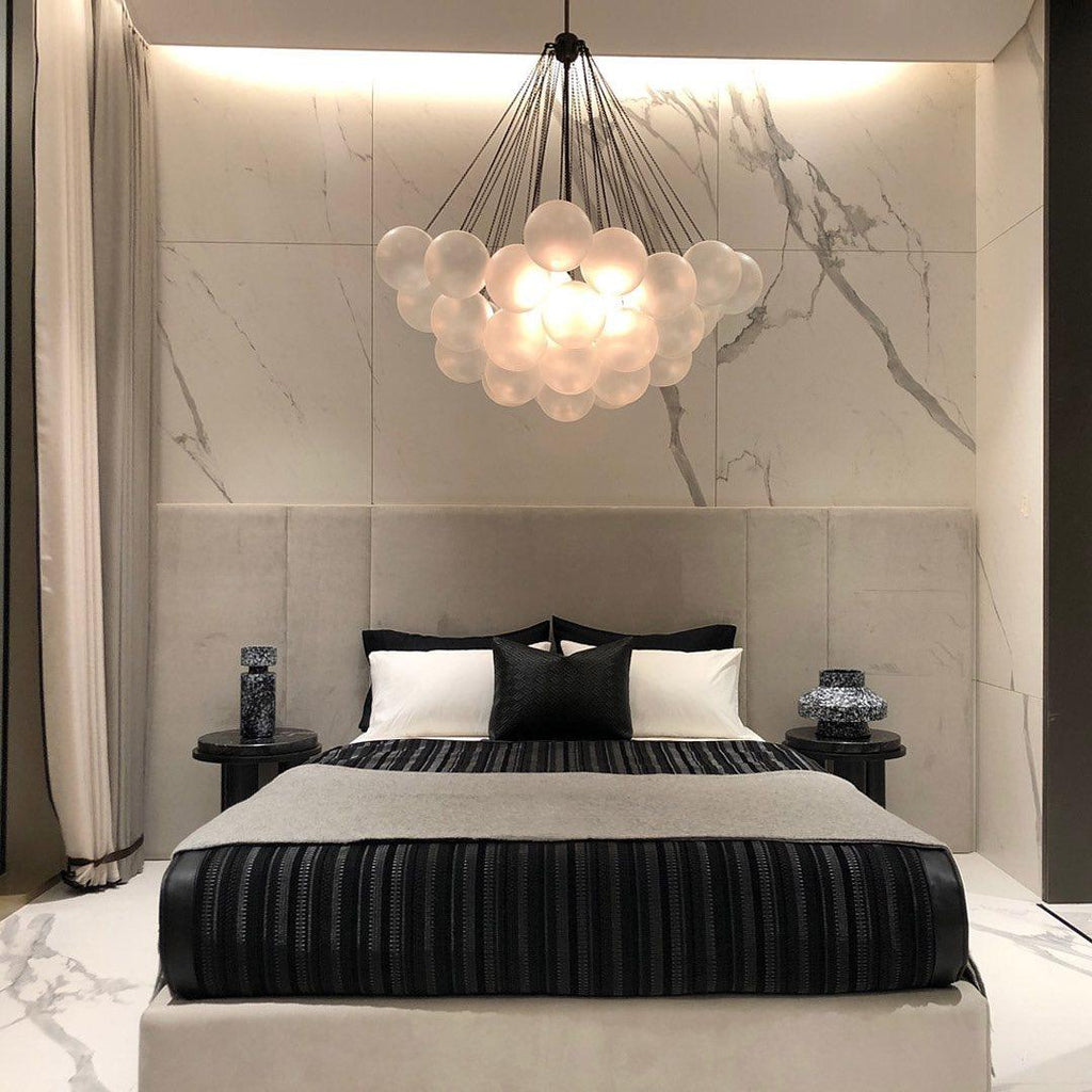 Bubble Chandelier — Cascading Glass Bubble Ceiling Light for Stairwell