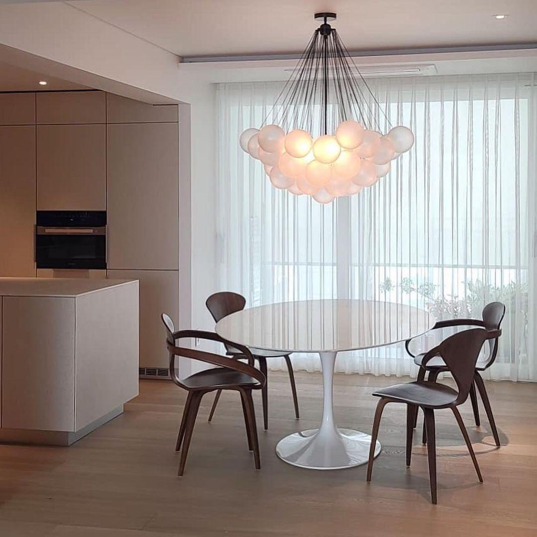 Bubble Chandelier — Cascading Glass Bubble Ceiling Light for Stairwell