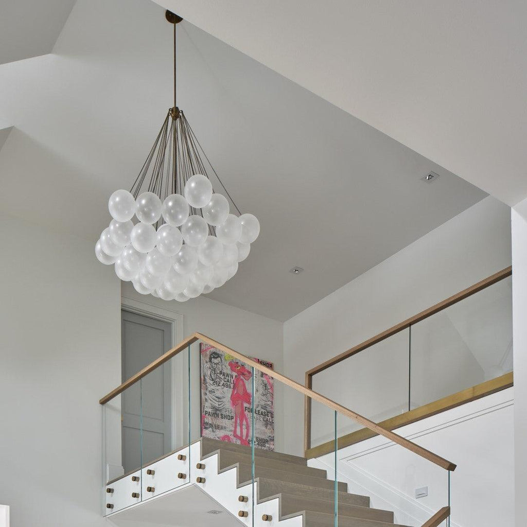 Bubble Chandelier — Cascading Glass Bubble Ceiling Light for Stairwell