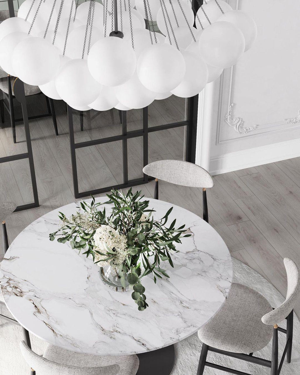 Bubble Chandelier — Cascading Glass Bubble Ceiling Light for Stairwell