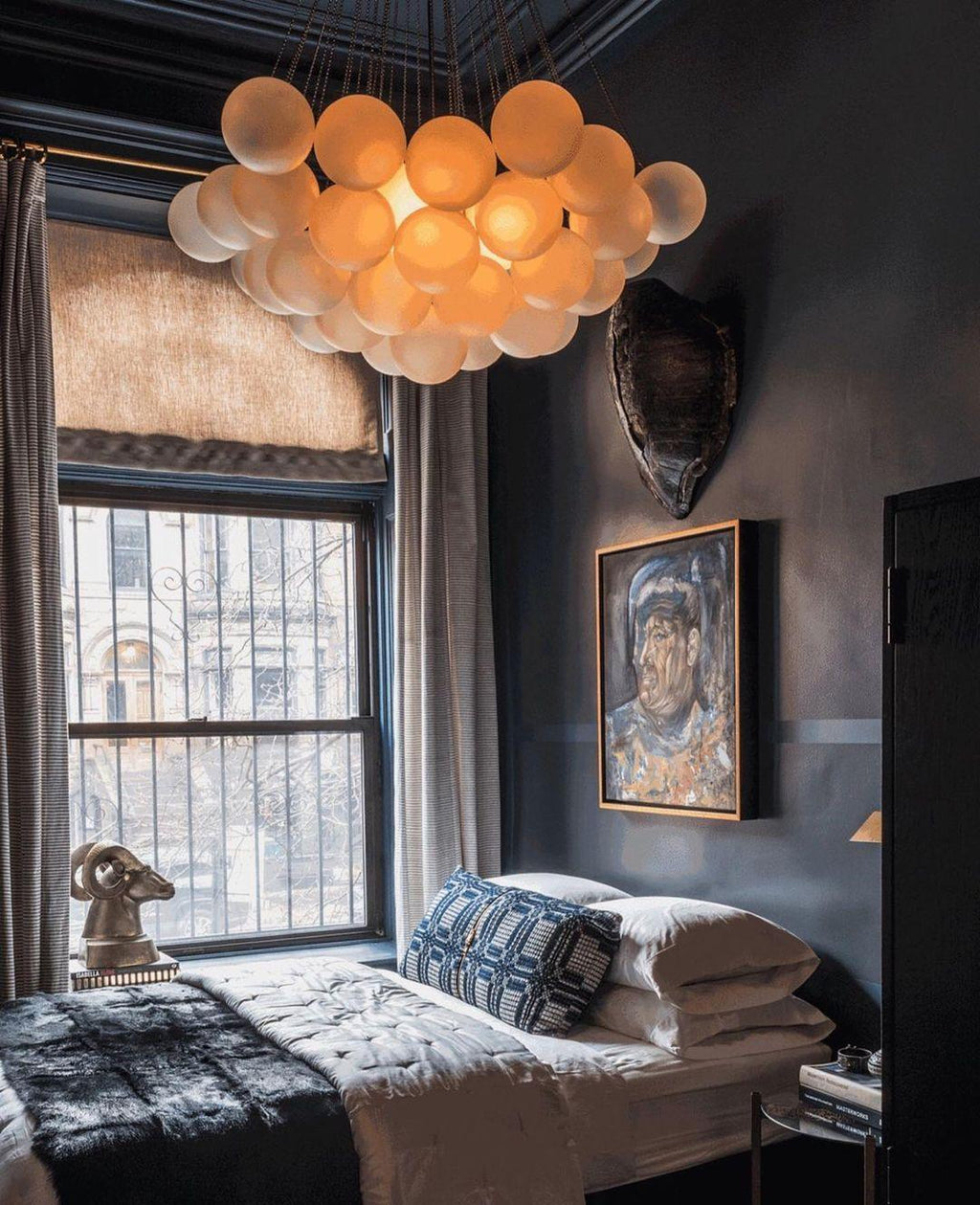 Bubble Chandelier — Cascading Glass Bubble Ceiling Light for Stairwell