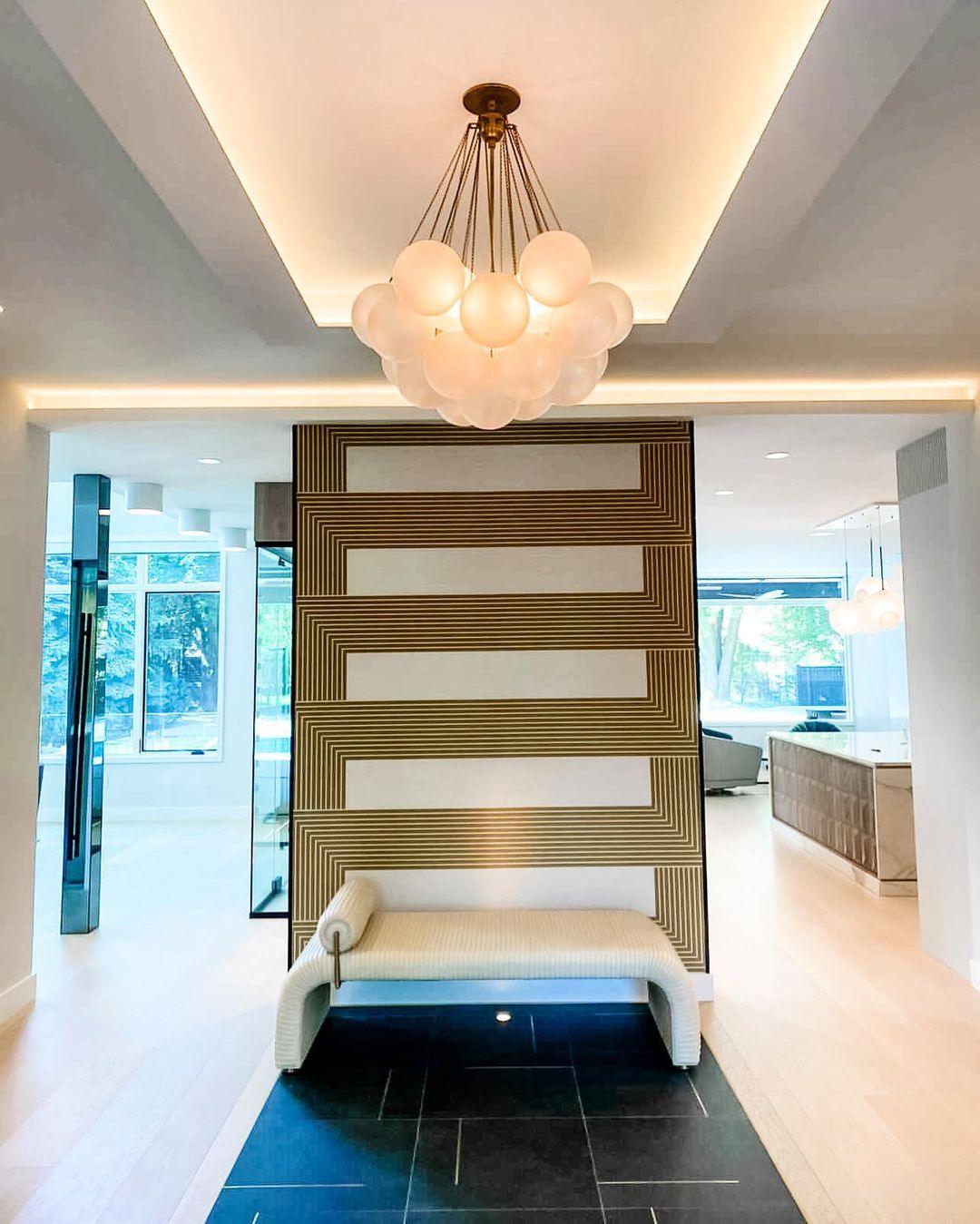 Bubble Chandelier — Cascading Glass Bubble Ceiling Light for Stairwell