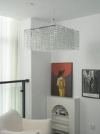 Crystal Frame Chandelier — Rectangular Crystal Ceiling Light for Dining Room
