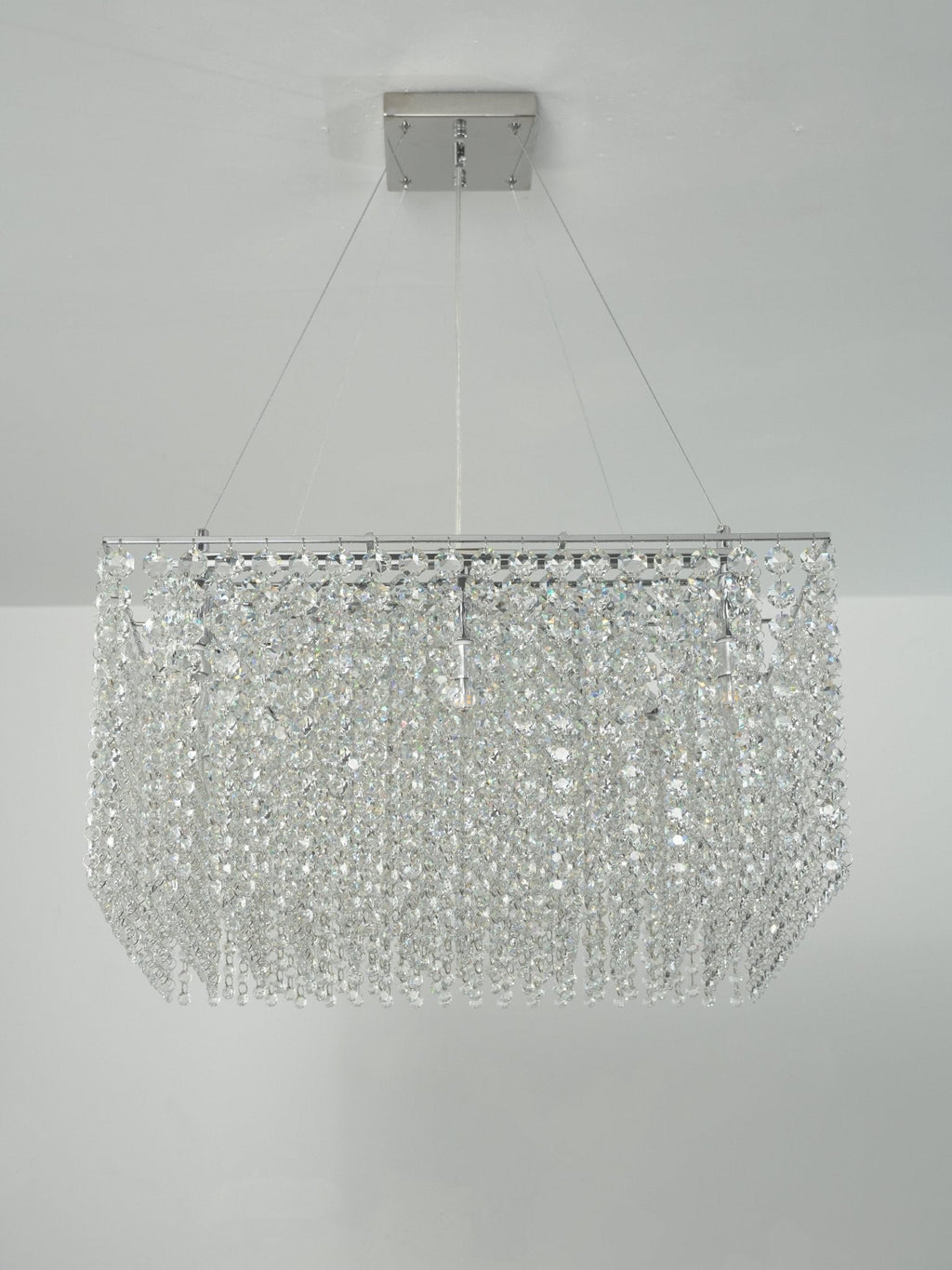 Crystal Frame Chandelier — Rectangular Crystal Ceiling Light for Dining Room