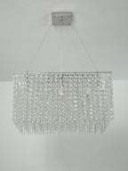 Crystal Frame Chandelier — Rectangular Crystal Ceiling Light for Dining Room