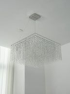 Crystal Frame Chandelier — Rectangular Crystal Ceiling Light for Dining Room