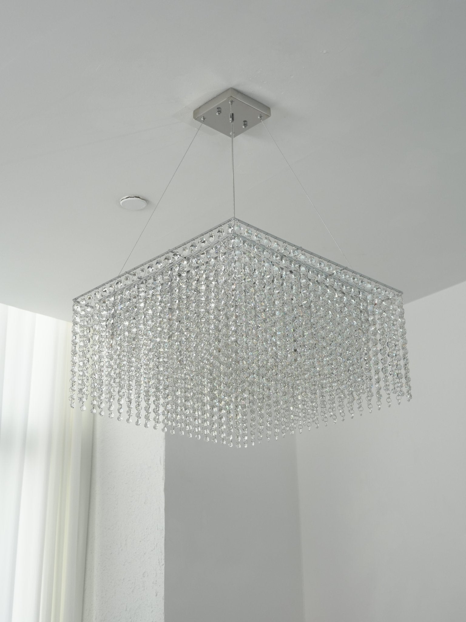 Crystal Frame Chandelier — Rectangular Crystal Ceiling Light for Dining Room