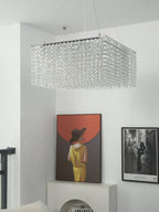 Crystal Frame Chandelier — Rectangular Crystal Ceiling Light for Dining Room