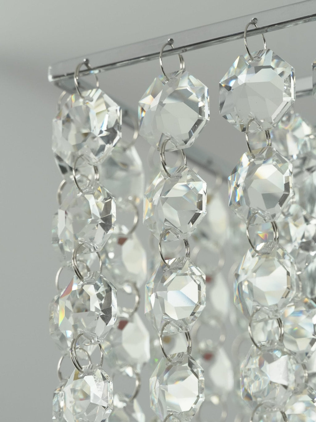 Crystal Frame Chandelier — Rectangular Crystal Ceiling Light for Dining Room