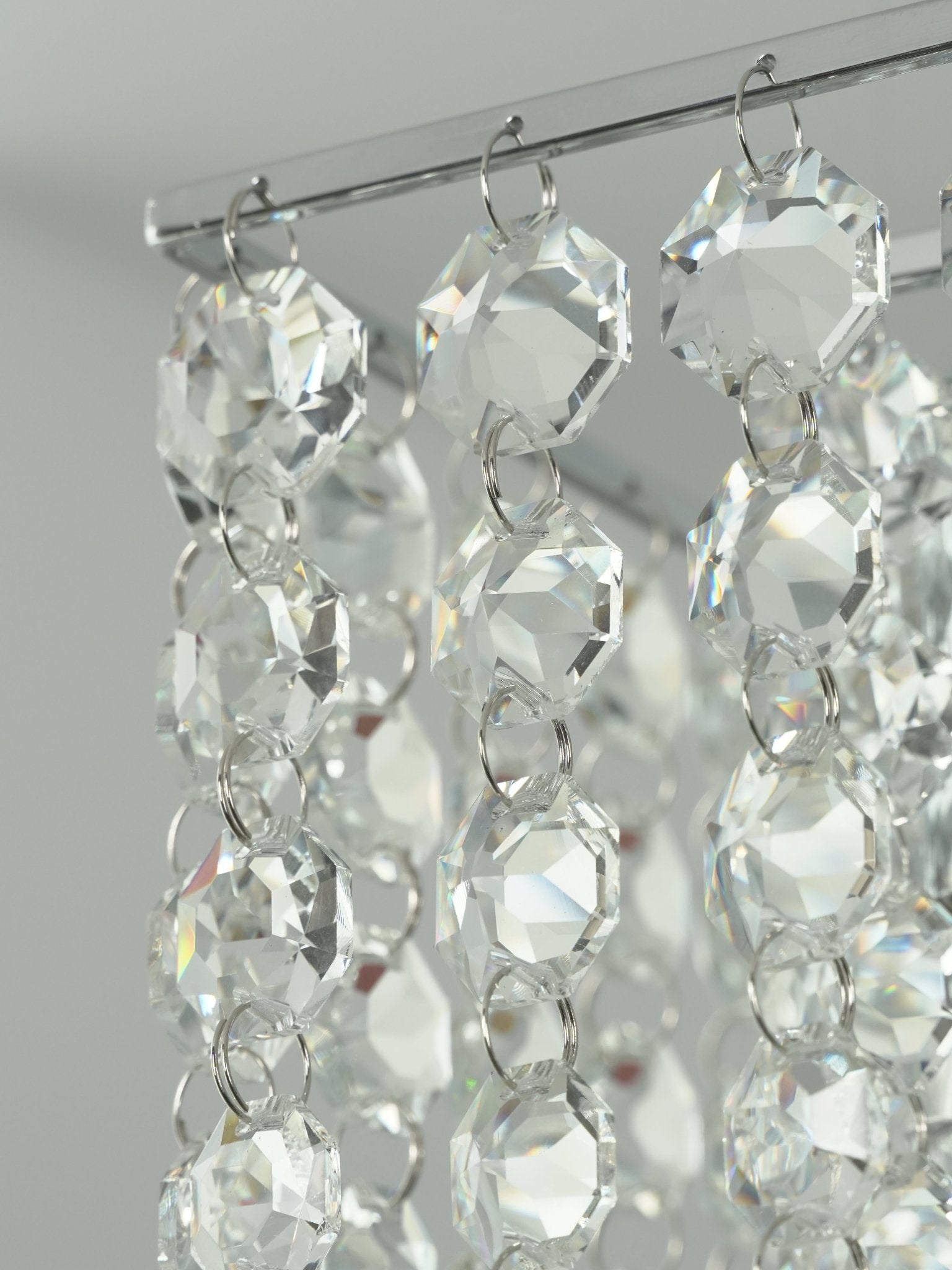 Crystal Frame Chandelier — Rectangular Crystal Ceiling Light for Dining Room