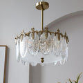 Decorative Pattern Glass Round Chandelier — Petal Glass Dome Ceiling Light