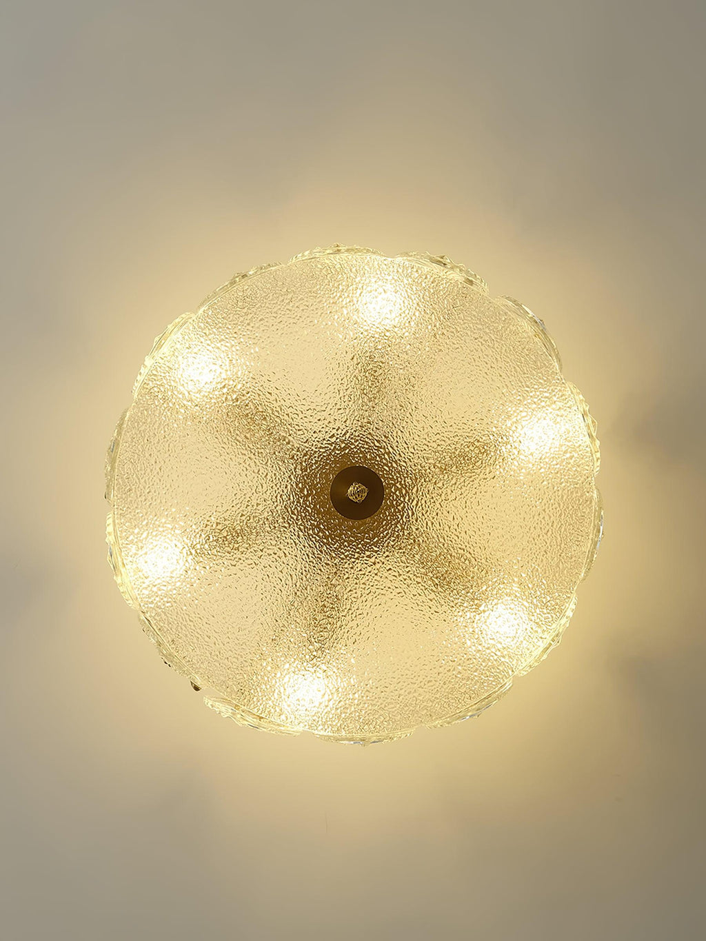 Decorative Pattern Glass Round Chandelier — Petal Glass Dome Ceiling Light
