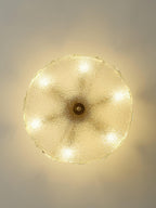 Decorative Pattern Glass Round Chandelier — Petal Glass Dome Ceiling Light