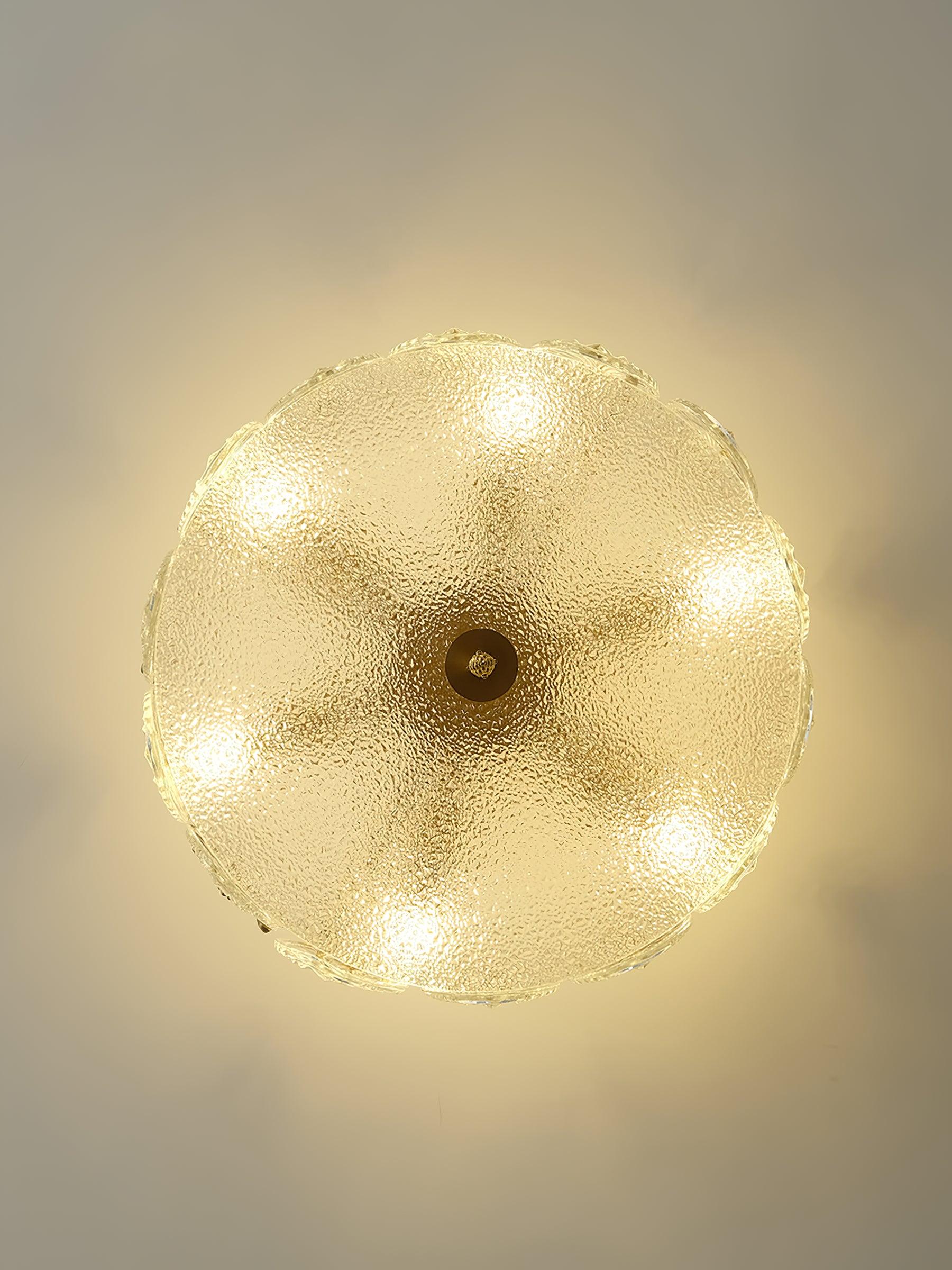Decorative Pattern Glass Round Chandelier — Petal Glass Dome Ceiling Light