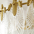 Decorative Pattern Glass Round Chandelier — Petal Glass Dome Ceiling Light